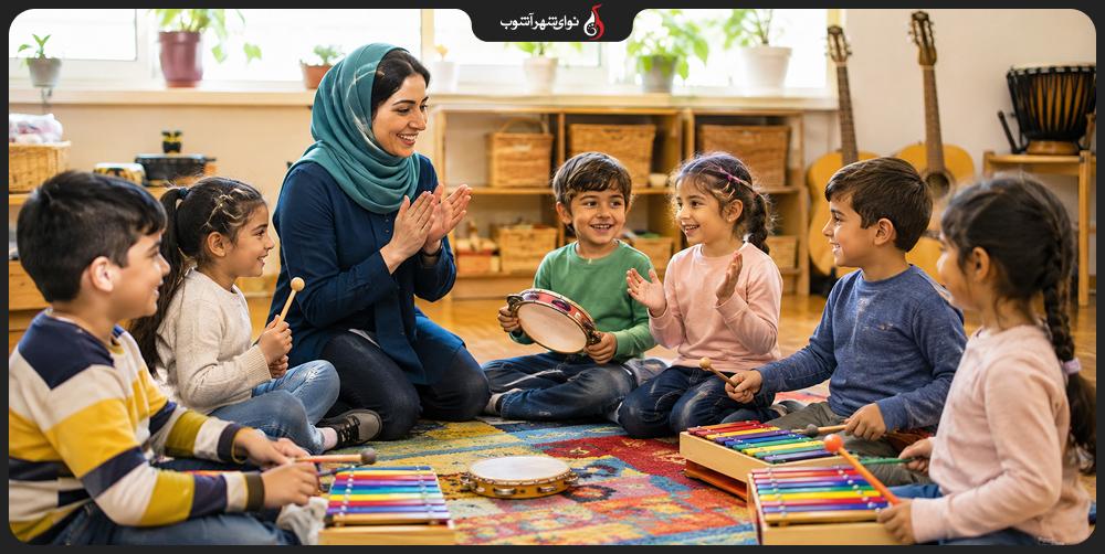 آموزش موسیقی کودکان در آموزشگاه موسیقی شهر آشوب